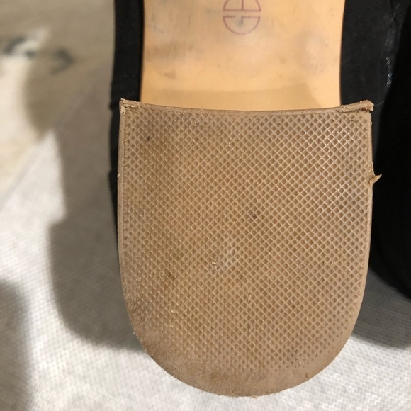 Giani Bernini ankle boots black suede look w accent wrap strap wood heel 7.5 - Picture 8 of 9